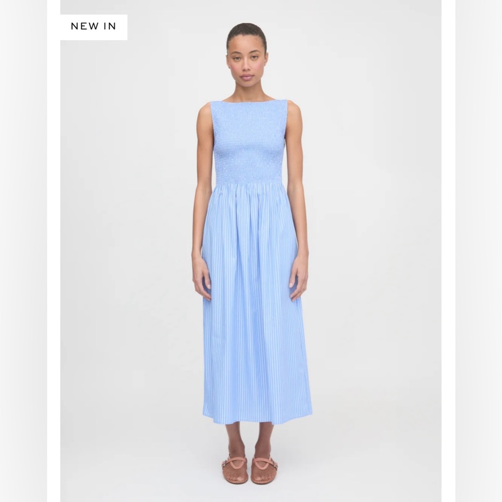 Hill House Home Cosima dress in light blue stripe